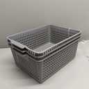 Readsky 3 Packs Plastic Storage Basket Desktop Organizer, Large Storage Baskets, Gray