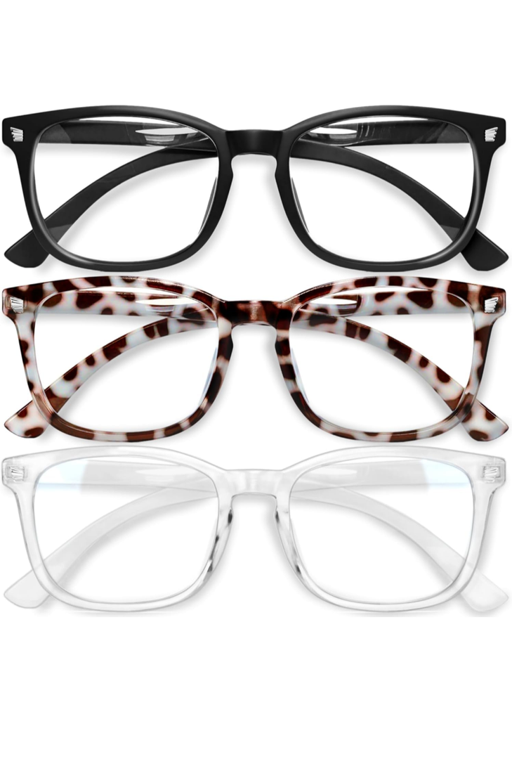 Gaoye Stylish Blue Light Glasses for Woman - Computer Glasses 99% Blue Light Blocking - Lightweight TR90 Frames - 3 pack
