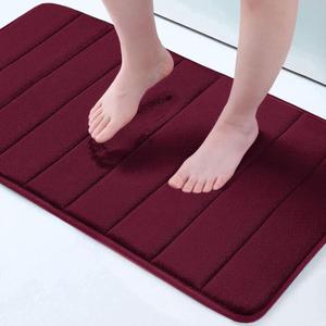 Buganda Memory Foam Bath Mat, 34" x 20", Ultra Soft and Non-Slip Bathroom Rugs, Water Absorbent and Machine Washable Bath Rug for Bathroom, Shower, and Tub, Burgundy