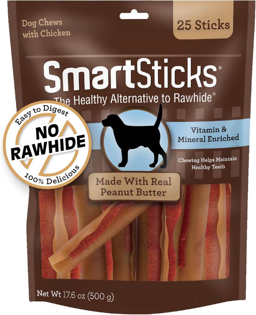 SmartBones SmartSticks With Real Peanut Butter, 25 Count, Treat Your Dog to a Rawhide-Free Chews For Dogs BB 9/30/25