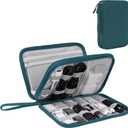 Travel essentials Electronic Cable Organizer Pouch Accessories Carry Case Portable Waterproof Double Layers multifunctional Storage Bag for Cord, Charger, Earphone, Dark Green, L