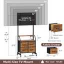 Rolling TV Stand with Mount & 4 Fabric Drawers - TV Stand with Wheels for 32-75" TV, Entertainment Center & Console Table for Living Room or Bedroom, Modern Television Stand with Storage, Rustic Brown, 65"H