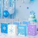 Henoyso 36 Pcs Snowflake Gift Bags with Handles Party Favor Goodie Bags Winter Wonderland Treat Bag for Candy, Christmas Holiday Supplies