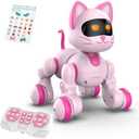 STEMTRON Programmable Remote Control Robot Cat Robot Dog for Kids, Interactive Robotic Dog Robotic Cat, Robo Cat, RC Robot with Touch Sensing, LED Eyes, Dance & Music, Sticker