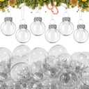 Tioncy 32 Pcs 1 Inch Mini Glass Christmas Ornaments Balls Shiny Christmas Balls Tiny Tree Hanging Decoration Small Colorful Ball Pendant for Xmas Party Supplies(Transparent)