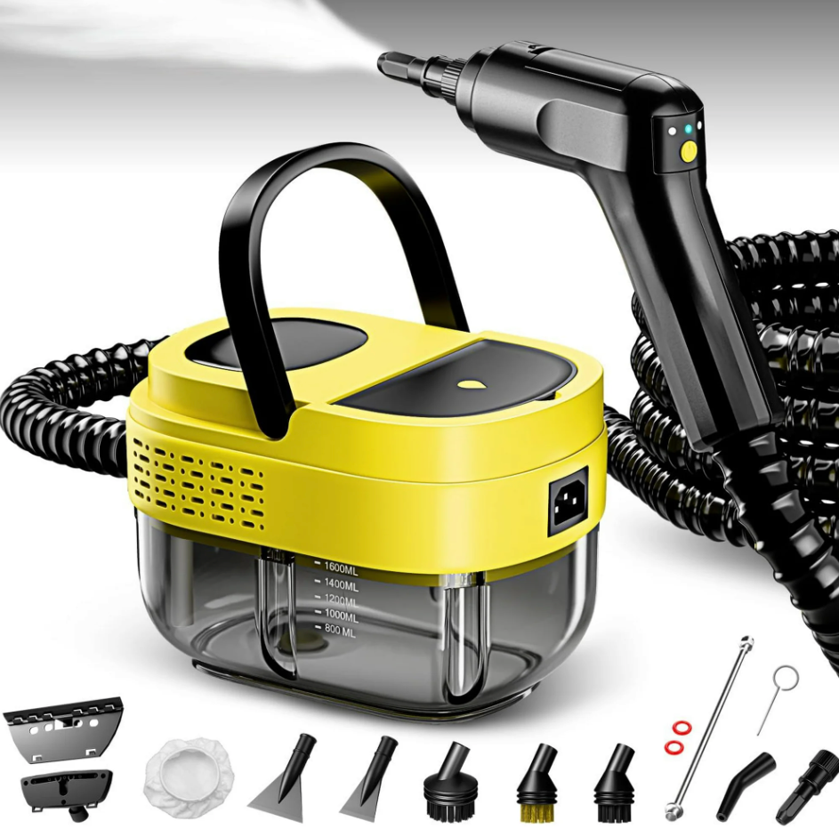 Steam Cleaner,15s Heat-Up,1.6L Tank,3-Level Adjustable Handle,2500W Steamer for Cleaning,Portable Steamer for Cleaning with 16PCS Accessories,Steam Cleaner for Home,Car,Dirt,Grease,Grout,Tile,Couch