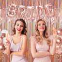 Photo Backdrop for Mothers Day Decorations, Melsan Rose Gold Tinsel Backdrop 2 Pack, Sparkle Foil Fringe Curtains for Rose Gold Birthday Decorations, 3.2 ft x 8.2 ft