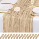 14 Pack Beige Cheesecloth Table Runner 17x108 Inch Semi Sheer Boho Gauze Cheese Cloth Fabric Table Runners, for Wedding Party Baby Shower Birthday Home Decor Garden Farmhouse