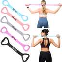Soulchen 5 Pack Figure 8 Fitness Resistance Bands Elastic Bands(10 Lbs-25 Lbs-35 Lbs-40 Lbs-50 Lbs)for Arm, Back, Chest and Shoulder, Yoga, Pilates, Stretching, Workout Pulling Rope for Women and Men