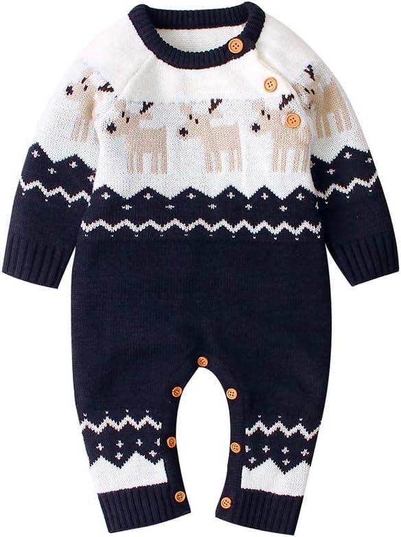 CIYCUIT Baby Boy Girl Christmas Outfit Newborn My First Christmas Onesie Sweater Clothes (6-12 Months, B2 Christmas Blue)