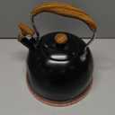 LONFFERY Tea Kettle for Stove Top, 2.5 Quart Whistling Tea Kettle, with Food Grade Stainless Steel and Wood Pattern Folding Handle, Black