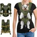 YUDODO Front Pet Carrier Backpack for Small Dogs and Cats, Secure and Breathable Mesh, Ergonomic Support, Adjustable for Walking, Hiking, or Travel (Army Green M) (Medium (11-18lbs))