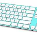 JOYACCESS Bluetooth Multi-Device Wireless Slim Quiet QWERTY Keyboard with Numeric Keypad, Profile Aluminum Keyboard for Laptop, Computer, PC, Windows (Blue & White)