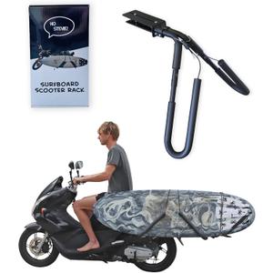 Ho Stevie! Scooter/Moped/eBike Surfboard Rack - Easy Install for Most Scooters - Less Gas, Easy Parking - for Surf Boards 8 Feet or Shorter (Black)
