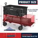 Sekey 500LBS Heavy Duty Double Decker Wagon with Extender, 400L Large Capacity Collapsible Garden Cart Fits 10x10 Canopy, All-Terrain Big Wheels with Brakes, Foldable Utility Wagon for Sports, Camping