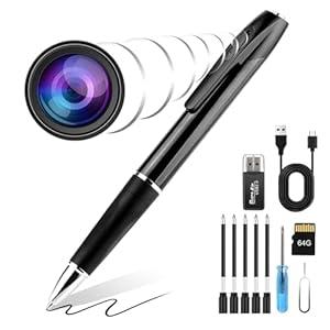 GNLHZO 1080P Mini Pen with Video One Button Surveillance, 64GB Nany Camera Invisible Body Cam, Taking Photo Ideal for Home Security