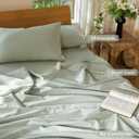 MooMee Bedding Duvet Cover Set 100% Washed Cotton Linen Like Textured Breathable Durable Soft Comfy (Heathered Sage Green, King 104"x90")