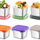 P&P CHEF 6oz Snack Containers Stainless Steel for Kids, 6 Pcs Small Snack Box Container with Silicone Lids, Reusable Metal Small Food Lunch Box for Kitchen/Travel/Outdoor, Stackable & Easy Open