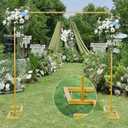 8.2FT x 8FT Backdrop Stand Heavy Duty with Base, Gold Portable Adjustable Pipe and Drape Backdrop Stand Kit, Over The Table Rod Stand with Clamps, Square Metal Arch Party Frame for Birthday Decor