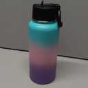 Insulated Water Bottle With Straw, 32 oz Vacuum Insulated Stainless Steel Sports Water Flask, Keeps Cold and Hot, Metal Water Bottle Wide Mouth for Gym Travel Camping (lucky Rainbow)