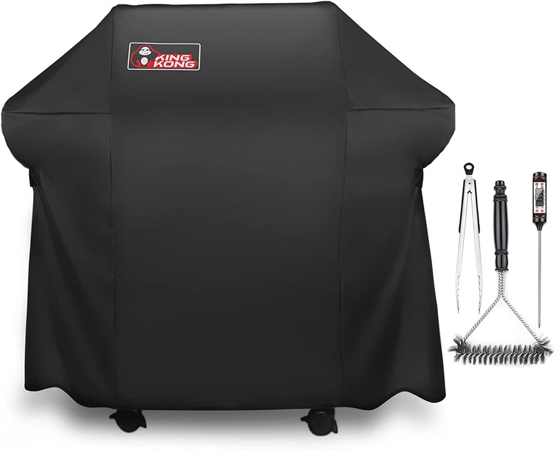 Kingkong 7106 Cover for Weber Spirit 200 and 300 Series Gas Including Grill Brush, Tongs and Thermometer