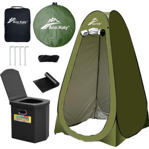 Ann Katy Portable Toilet with Pop Up Privacy Tent,XL Large Portable Toilet for Adults, Outdoor Camping Shower Tents Changing Room Emergency Folding Toilet Tent Kit with Carry Bag for Camping/Hiking