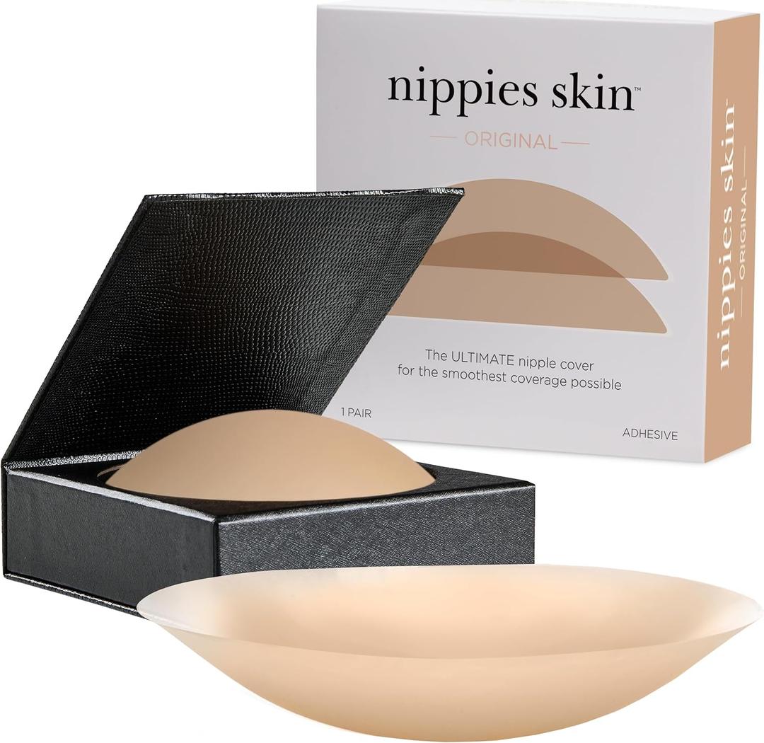 Nippies Nipple Cover - Sticky Adhesive Silicone Nipple Pasties, Extra Large (Fits DD+ Cups), Original, Caramel