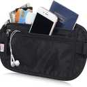 Money Belt Passport Holder for Women Men - Secure Hidden Travel Wallet Fanny Pack with RFID Blocking (Black)