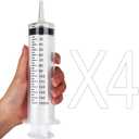 4Pack 150ml Large Syringe for Liquid - Big Plastic Syringes for Thick Liquids , Giant without Needle Syringe for Paint Fluid , Irrigation Water , Feeding Food Equine ( 4Pcs 150 ml )