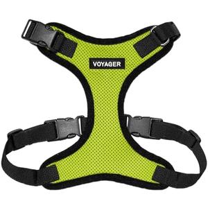 Voyager Step-in Pet Harness - All Weather Mesh, Adjustable Step in Harness for Cats and Dogs by Best Pet Supplies - Lime Green/Black Trim, M