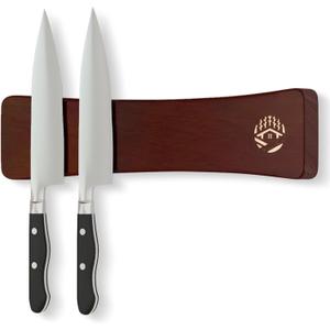 Magnetic Knife Holder for Wall 10 Inch, Premium Oak Wood Magnetic Knife Strip with N52 Strong Magnets, No Drilling Wooden Knife Rack Bar for Kitchen Knives & ToolsBlack Walnut Color