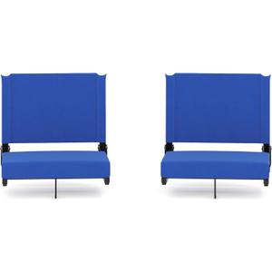 Flash Furniture Grandstand Portable Stadium Seats for Bleachers or Benches, Folding Padded Stadium Chairs with Handle, Pack of 2, 500 lb. Weight Capacity, Blue (Set of 2)