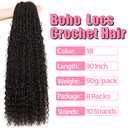Soft Boho Locs Crochet Hair for Black Women-30 Inch 8 Packs Goddess Faux Locs Crochet Human Hair Feeling Pre Looped with Curly Ends(1B, 30 Inch(Pack of 8))