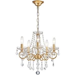 Mini Crystal Chandelier, Golden Crystal Lighting,5-Light Modern Chandelier for Living Room Kitchen Island Entryway Bedroom (16.5" High 16.9" Wide)