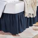 Amazon Basics Lightweight Ruffled Bed Skirt, Classic Style, Soft and Stylish 100% Microfiber with 16" drop-Queen, Navy Blue, Solid