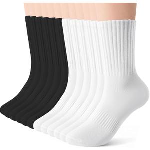 Crew Socks for Women & Men, 6 Pair Cute Cotton Casual Calf Socks Breathable Soft Above Ankle Socks, Size 5-10 (S)