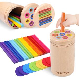 YHHYTOY Montessori Toys for 3 Year Old, Dual Play Wooden Educational Color Sorting Toy Toddler Preschool Learning Activities, Fine Motor Skills Sensory Toys for Toddlers 3-5 Girl Boy Birthday Gifts