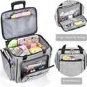 CAB55 Rolling Craft Bag, Tote Bag with Wheels for Women, Rolling Teacher Bag with Removable Folding Hand Truck (Grey), 17 x 12 x 12 inches