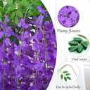100 Pack Purple Artificial Wisteria Hanging Flowers,Fake Hanging Wisteria Garland for Decoration (3.6 Ft/Pcs)