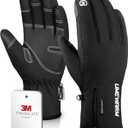-10 Waterproof Winter Gloves Men, Touchscreen Fingers Snow Ski Gloves Women, 5-Layer Touch Screen Cold Weather Gloves (Large, Black)