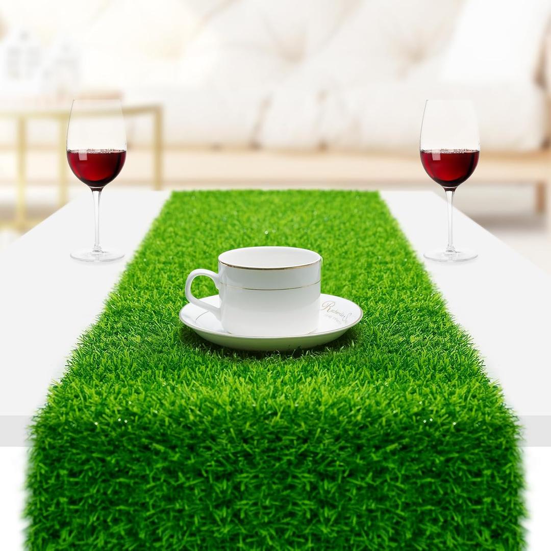 Grass Table Runner, 12" x 108" Easter Table Runner, Easte-Table- Decorations-Indoor, Fake Grass Decor: No Shedding & No Mess, Turf Table Tunner for Easter, Golf, Football, Birthday, Wedding Parties