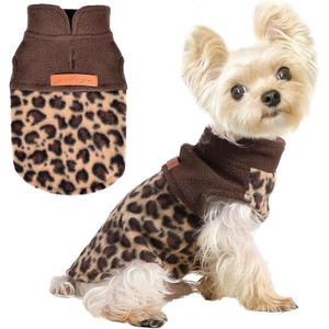 Leopard Vest Dog Sweater Fleece Dog Clothes for Small Dogs Boy Girl Warm Pullover Fleece Doggie Sweaters Winter Small Dogs Sweater Coat - Cold Weather Pet Clothes Cat Sweatshirt, XS, Leopard