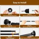 Adjustable Closet Rods for Hanging Clothes 27 to 84 inch,Heavy Duty Armoire Pole with Bracket Holders,5/8" Diameter Metal Cabinet Bar, Clothing Stick Hanger Rod for Wardrobes,Laundry,Shower,RV (Black)