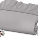 Royale Linens 100% Organic Cotton Fitted Sheet - Percale Weave - Super Soft Deep Pocket Bottom Sheets - Elastic Sheet Queen Size - Queen Fitted Sheets Only - (60"x80"+15", Silver)