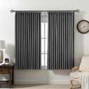 Pinch Pleated Curtains 100% Blackout Linen Curtains 63 Inches Long for Bedroom Living Room, Dark Gray Memory Trained Thermal Insulated Room Darkening Window Drapes with Hooks 2 Panels 40"Wx63"L
