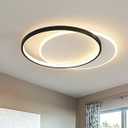 Shine LUEST Modern LED Ceiling Light Fixture Black Semi Flush Mount Light with Remote Control 19.69" Hallway Light Fixtures Ceilings Mount Dimmable Ceiling Lamp for Bedroom,Kitchen,Entryway