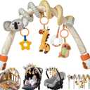 TUMAMA 2 in 1 Spiral Car Seat Toys Arch Stroller Toy Baby Hanging Toys with Clip Adjustable Detachable Sensory Travel Crib Bouncer Bassinet Activity Toys for Babies 0 3 6 9 12 24 Months