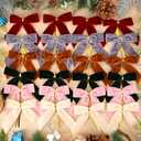 Small Velvet Christmas Bows for Christmas Tree Xmas Decoration Velvet Clip on Bow Ornaments,Home Decor, Wreath, Gift Wrapping, Crafts, Wedding, Party (24, Camel)