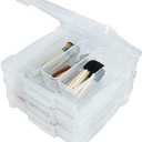 ArtBin 6913ZZ 12" x 12" Portable Art & Craft Organizer with Handle 3-Pack, [3] Plastic Storage Cases, Clear