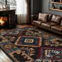 YIHOUSE Rustic Cabin Area Rug for Bedroom 5x7,Machine Washable Lodge Bear Rug,Non-Slip Low Pile Print Pattern Western Rug for Living Room